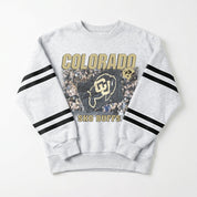 COLORADO BUFFALOES OFF THE GRID STRIPE SLEEVE CREWNECK SWEATSHIRT