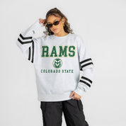 COLORADO STATE RAMS STADIUM STRIPES STRIPE SLEEVE CREWNECK SWEATSHIRT