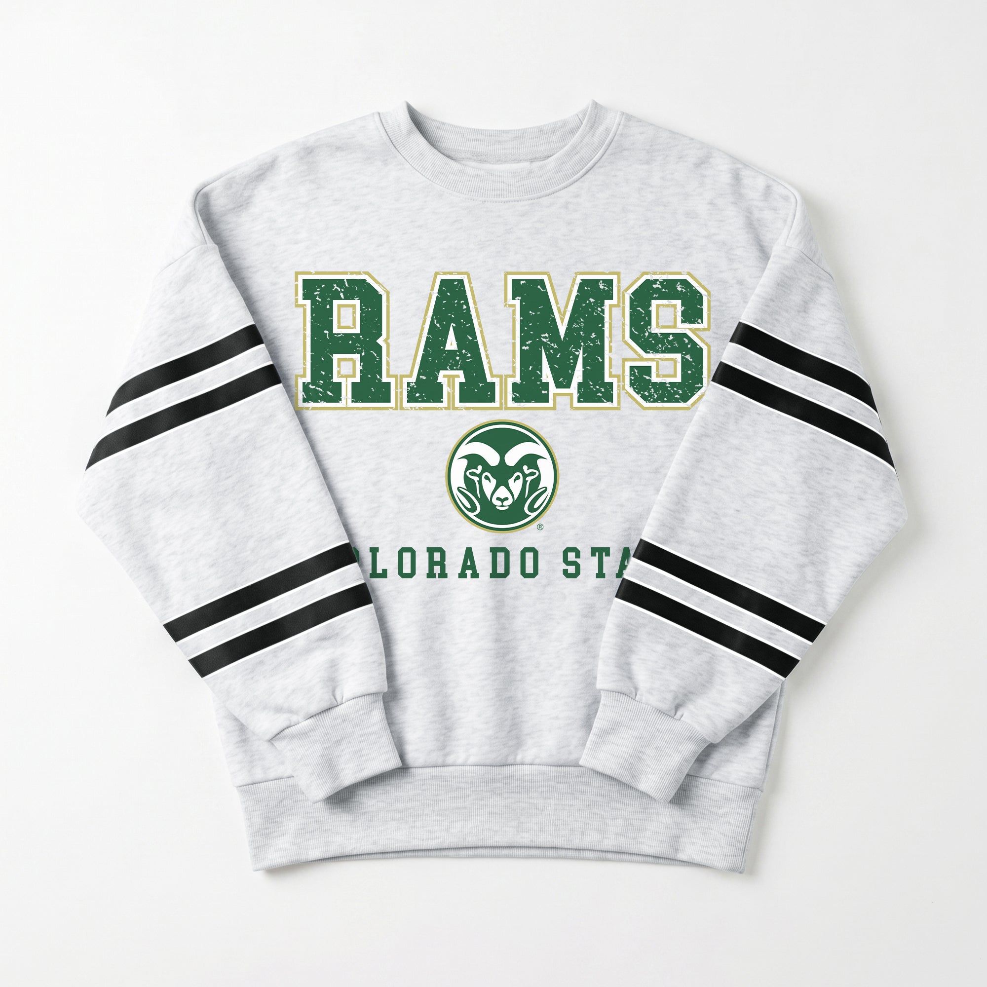 COLORADO STATE RAMS STADIUM STRIPES STRIPE SLEEVE CREWNECK SWEATSHIRT