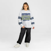 DALLAS COWBOYS OFF THE GRID STRIPE SLEEVE CREWNECK SWEATSHIRT