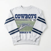 DALLAS COWBOYS OFF THE GRID STRIPE SLEEVE CREWNECK SWEATSHIRT