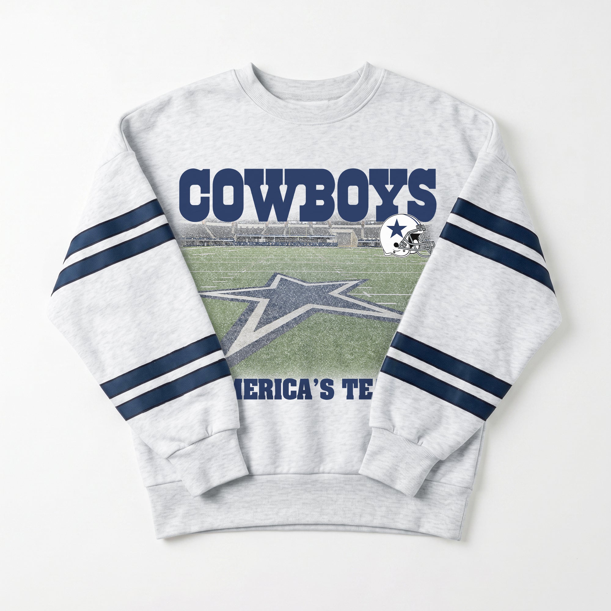 DALLAS COWBOYS OFF THE GRID STRIPE SLEEVE CREWNECK SWEATSHIRT