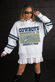 DALLAS COWBOYS OFF THE GRID STRIPE SLEEVE CREWNECK SWEATSHIRT