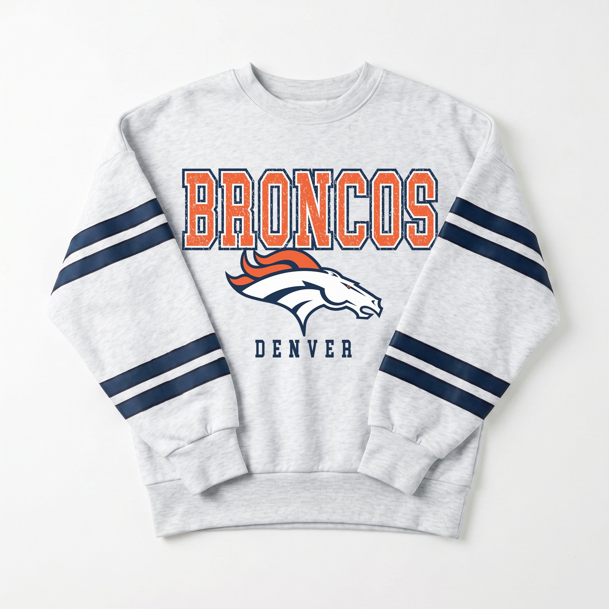 DENVER BRONCOS STADIUM STRIPES STRIPE SLEEVE CREWNECK SWEATSHIRT