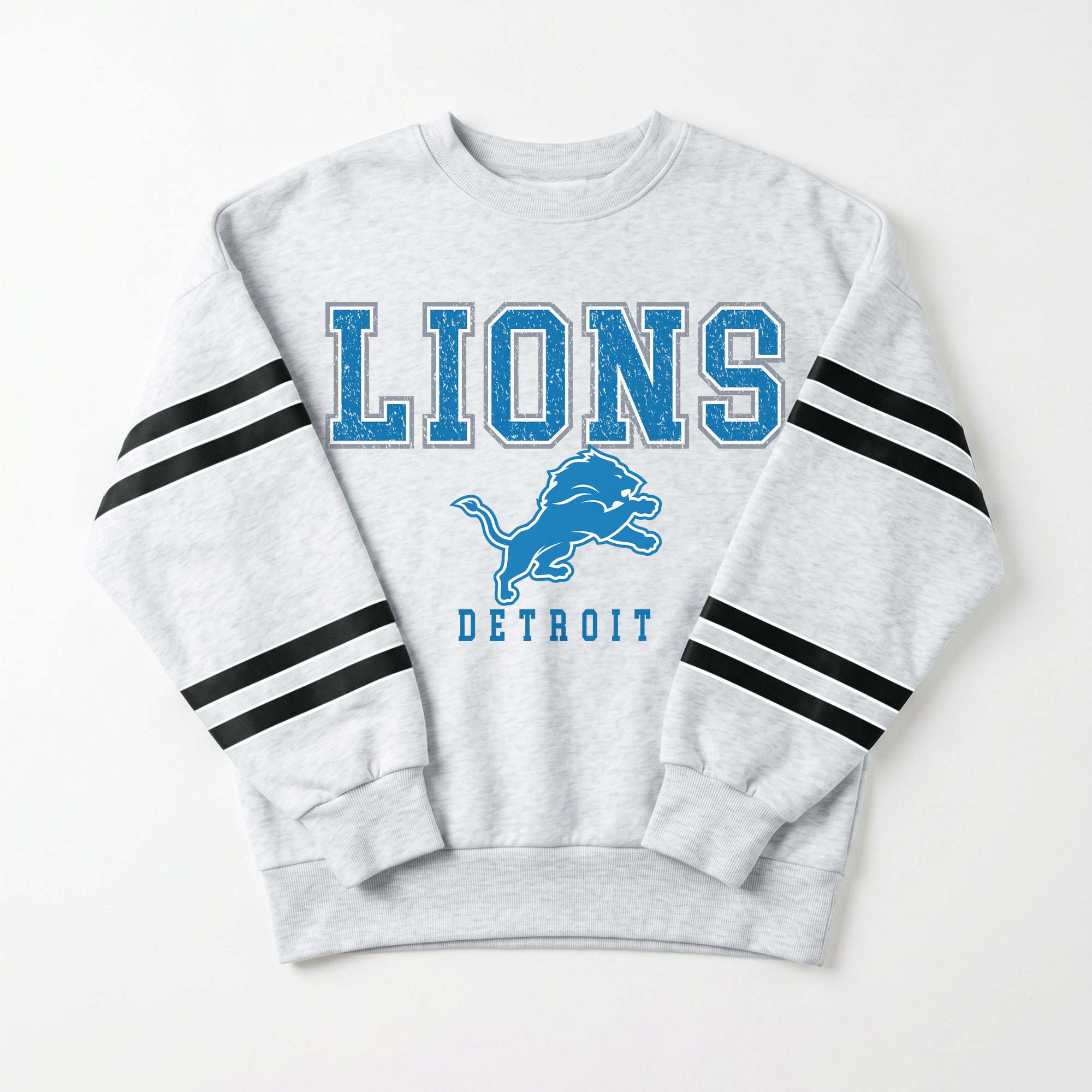 DETROIT LIONS STADIUM STRIPES STRIPE SLEEVE CREWNECK SWEATSHIRT
