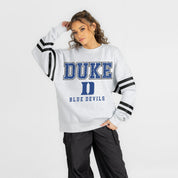 DUKE BLUE DEVILS STADIUM STRIPES STRIPE SLEEVE CREWNECK SWEATSHIRT