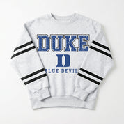 DUKE BLUE DEVILS STADIUM STRIPES STRIPE SLEEVE CREWNECK SWEATSHIRT