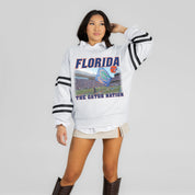 FLORIDA GATORS OFF THE GRID STRIPE SLEEVE CREWNECK SWEATSHIRT