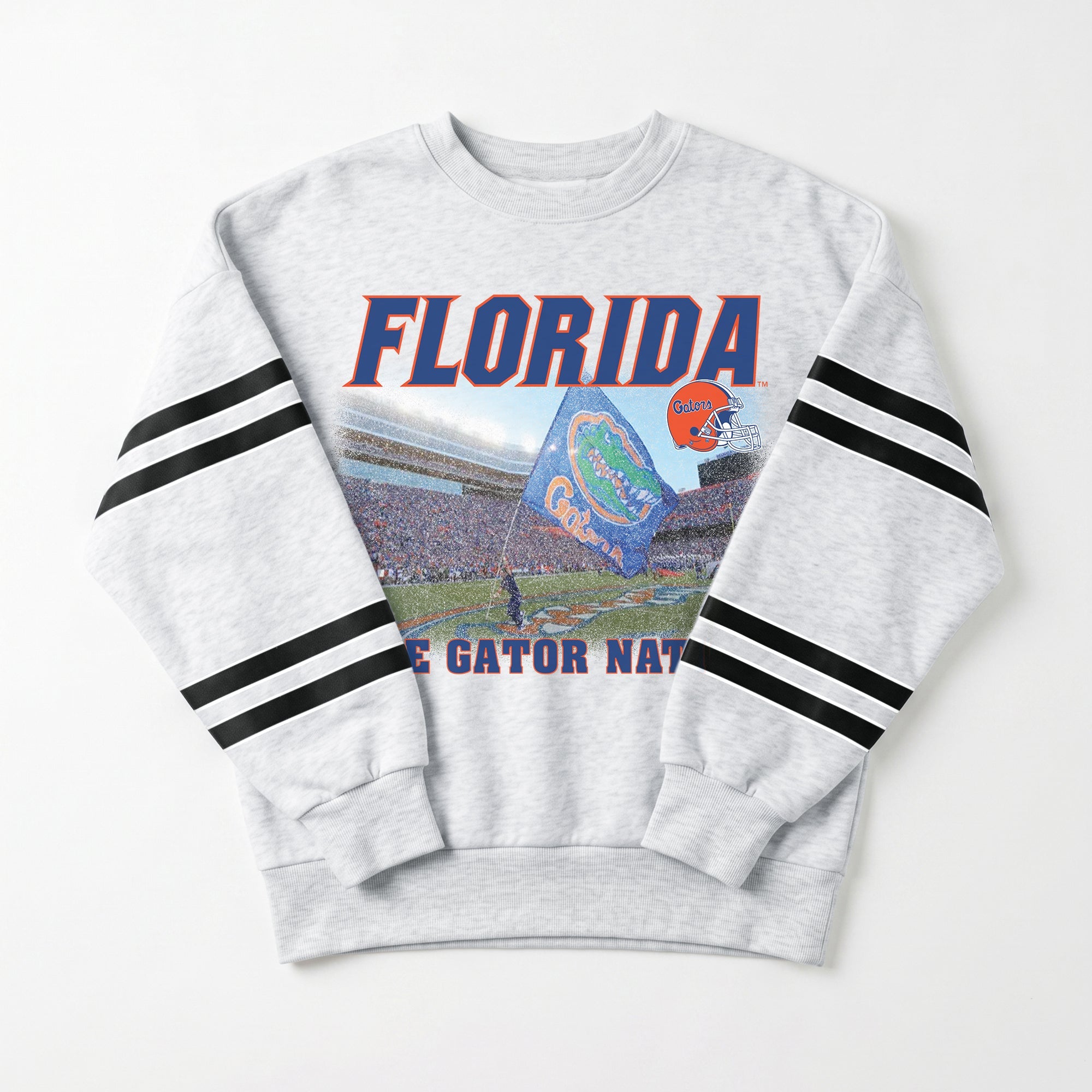 FLORIDA GATORS OFF THE GRID STRIPE SLEEVE CREWNECK SWEATSHIRT