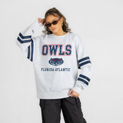 FLORIDA ATLANTIC OWLS STADIUM STRIPES STRIPE SLEEVE CREWNECK SWEATSHIRT