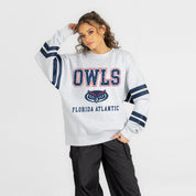 FLORIDA ATLANTIC OWLS STADIUM STRIPES STRIPE SLEEVE CREWNECK SWEATSHIRT