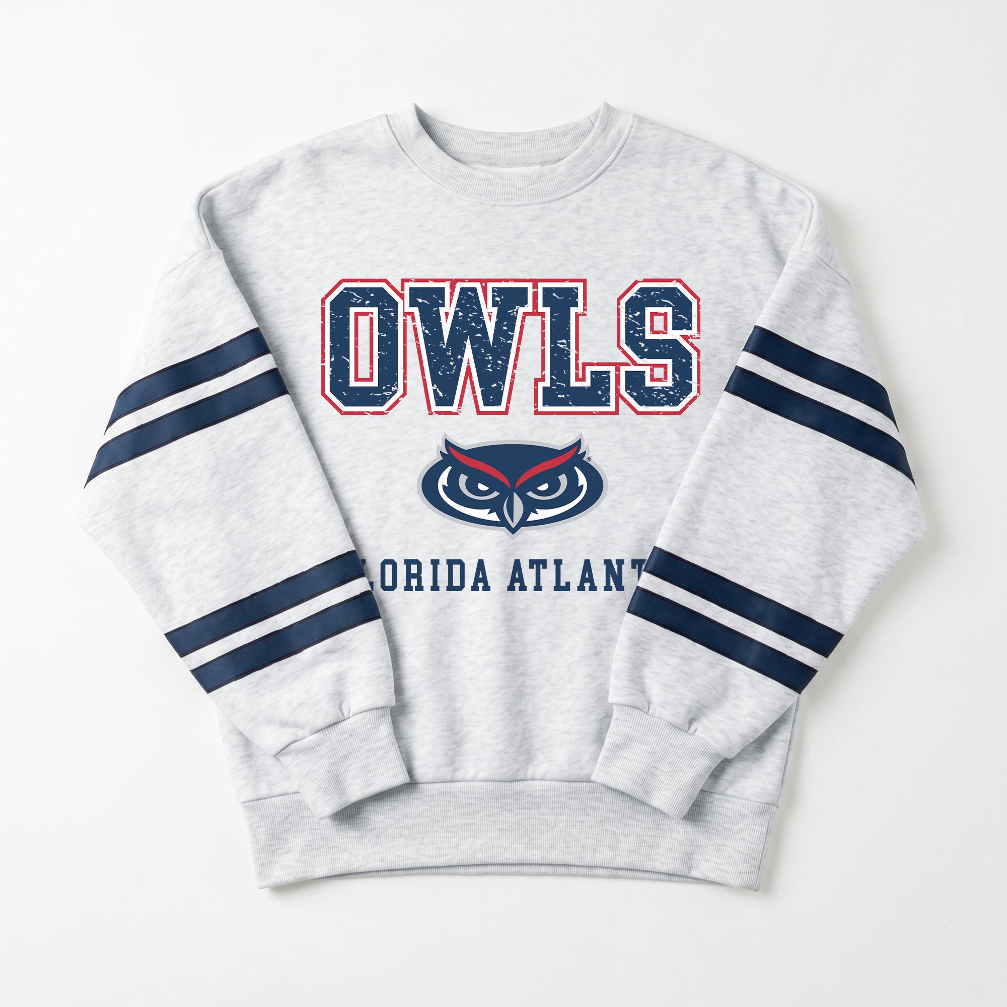 FLORIDA ATLANTIC OWLS STADIUM STRIPES STRIPE SLEEVE CREWNECK SWEATSHIRT