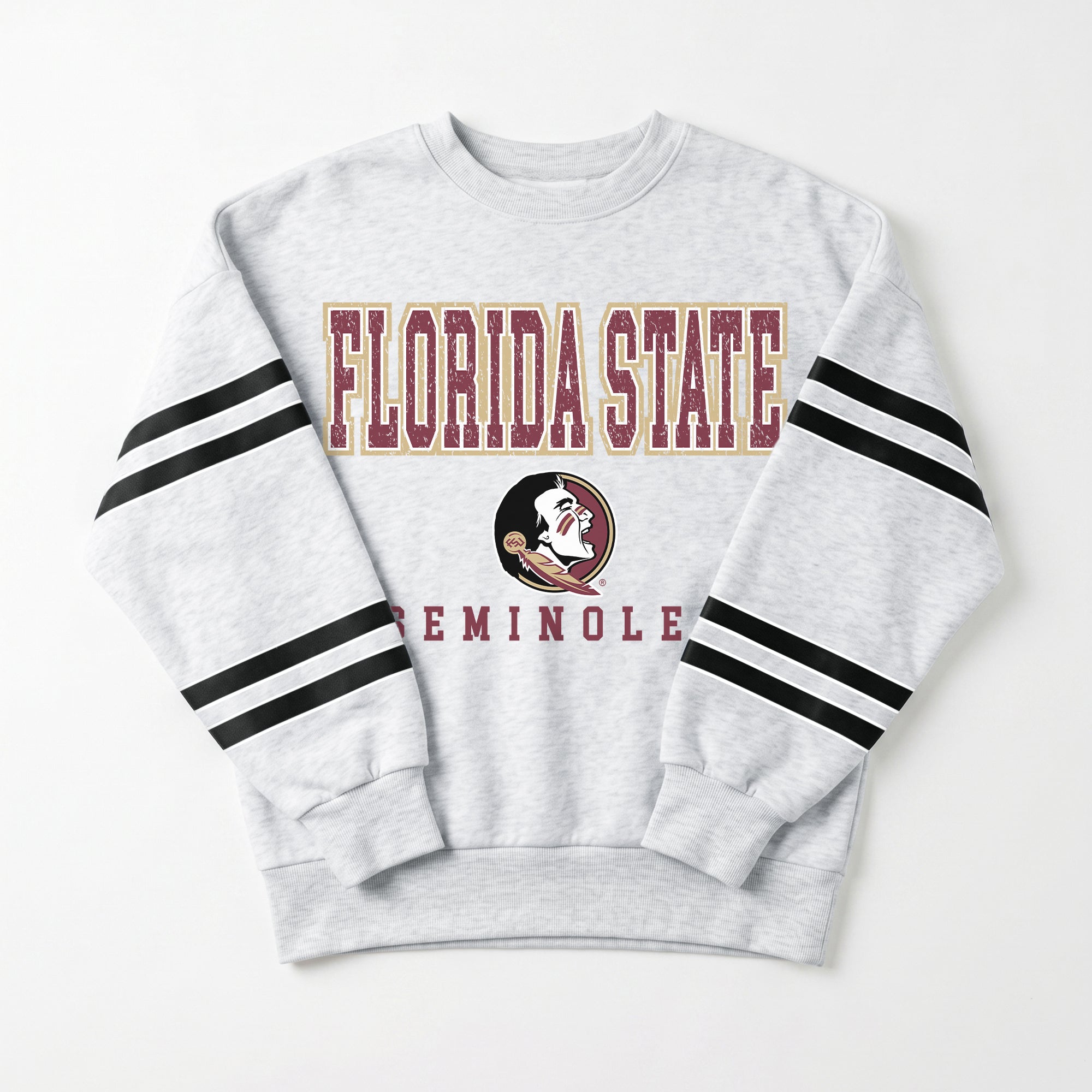 FLORIDA STATE SEMINOLES STADIUM STRIPES STRIPE SLEEVE CREWNECK SWEATSHIRT