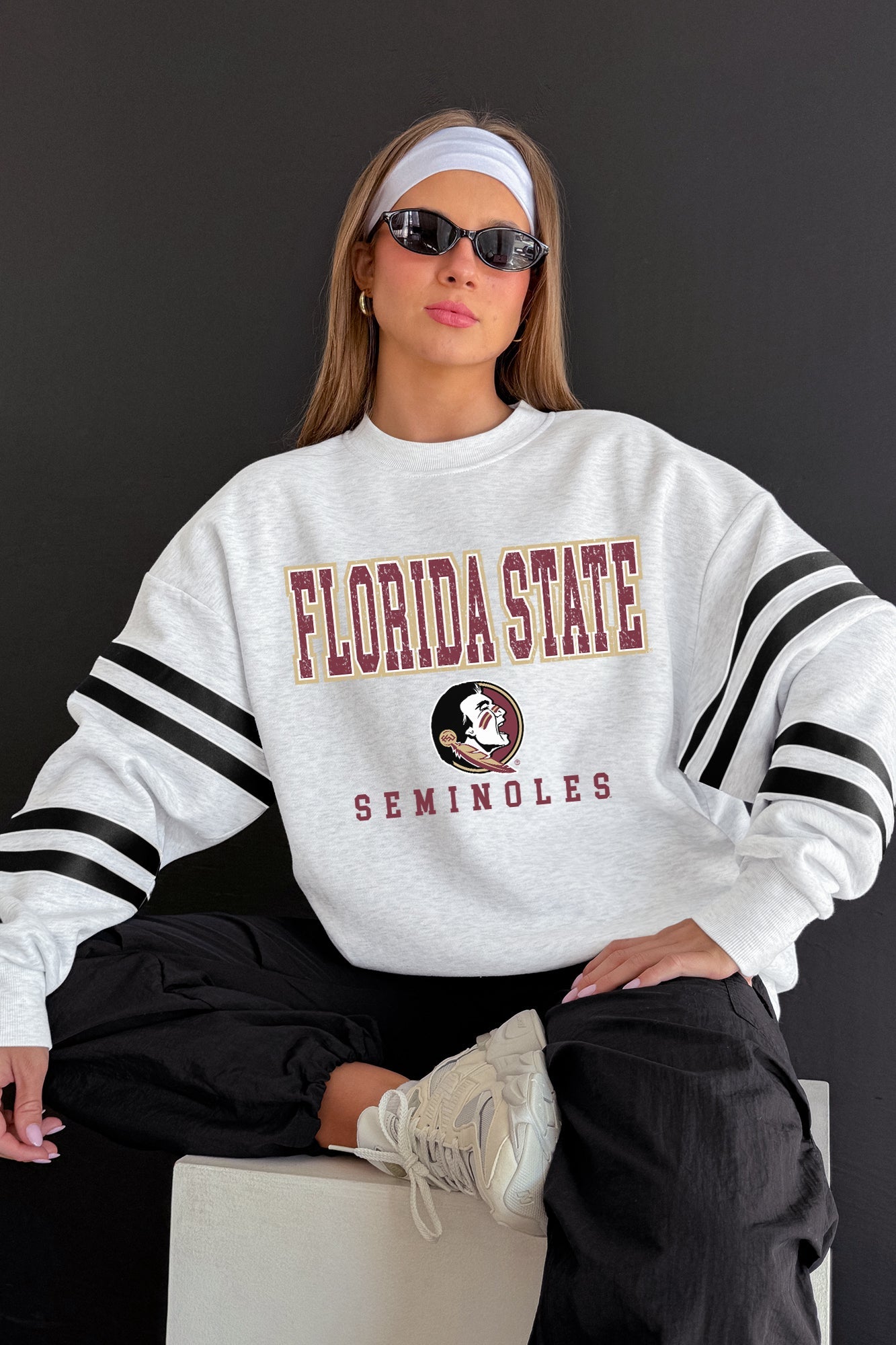 FLORIDA STATE SEMINOLES STADIUM STRIPES STRIPE SLEEVE CREWNECK SWEATSHIRT