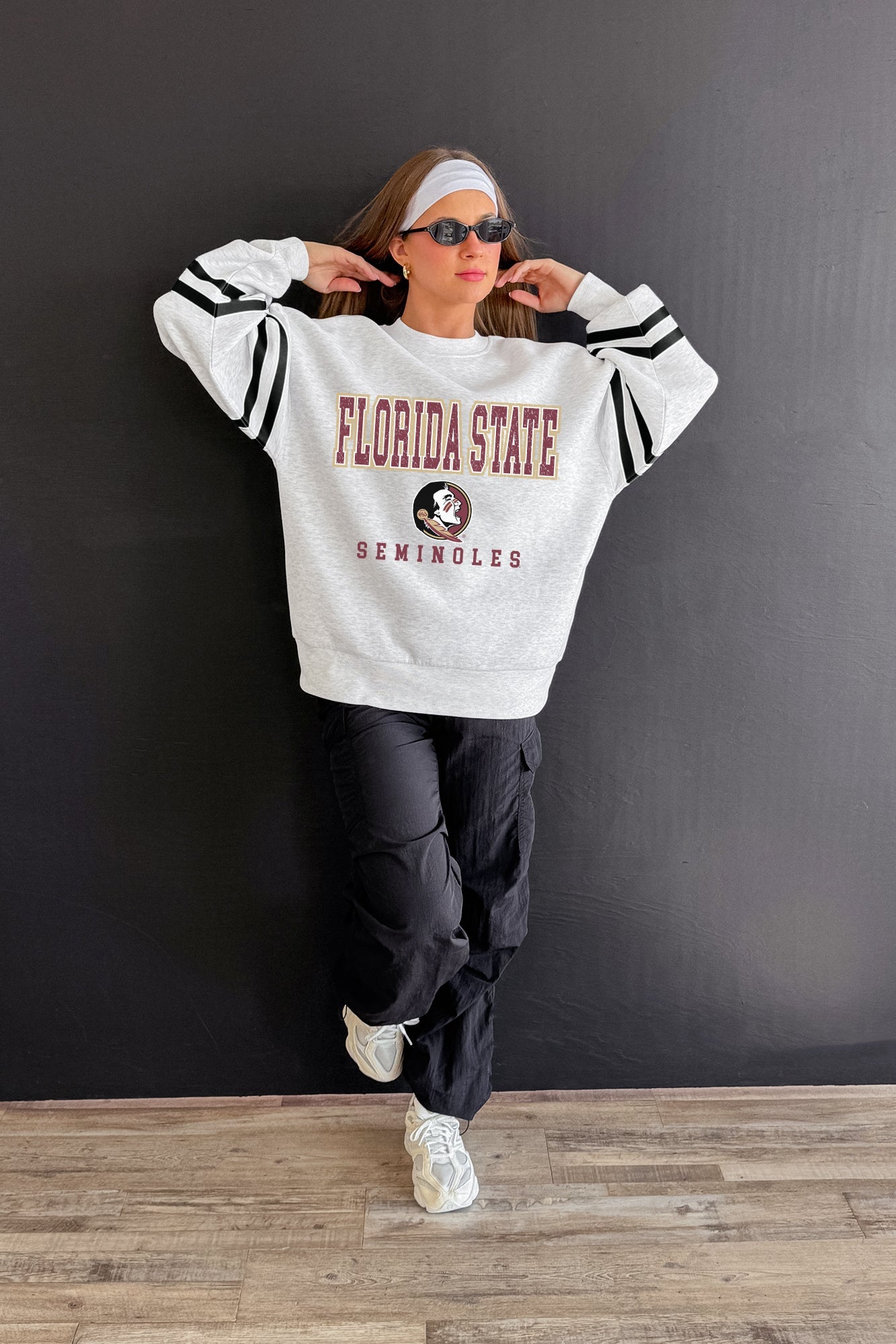 FLORIDA STATE SEMINOLES STADIUM STRIPES STRIPE SLEEVE CREWNECK SWEATSHIRT