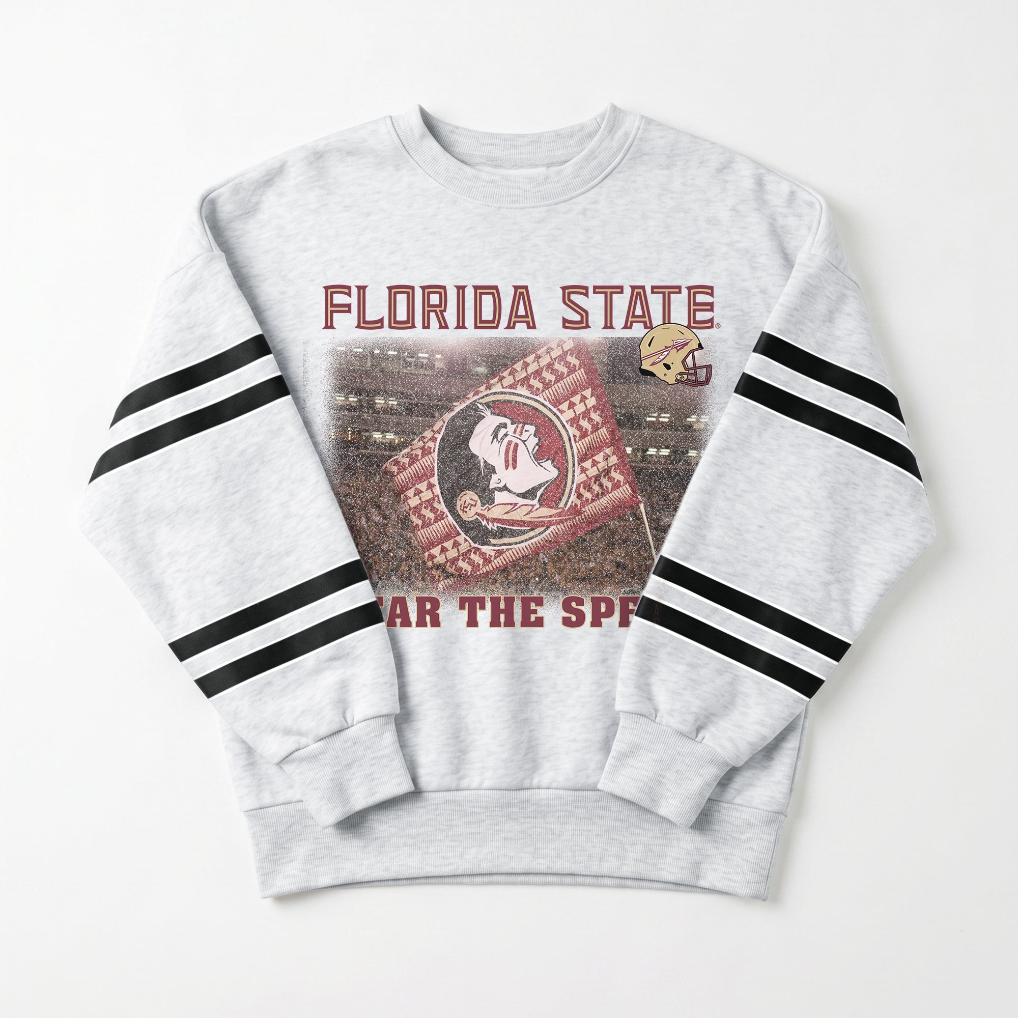 FLORIDA STATE SEMINOLES OFF THE GRID STRIPE SLEEVE CREWNECK SWEATSHIRT
