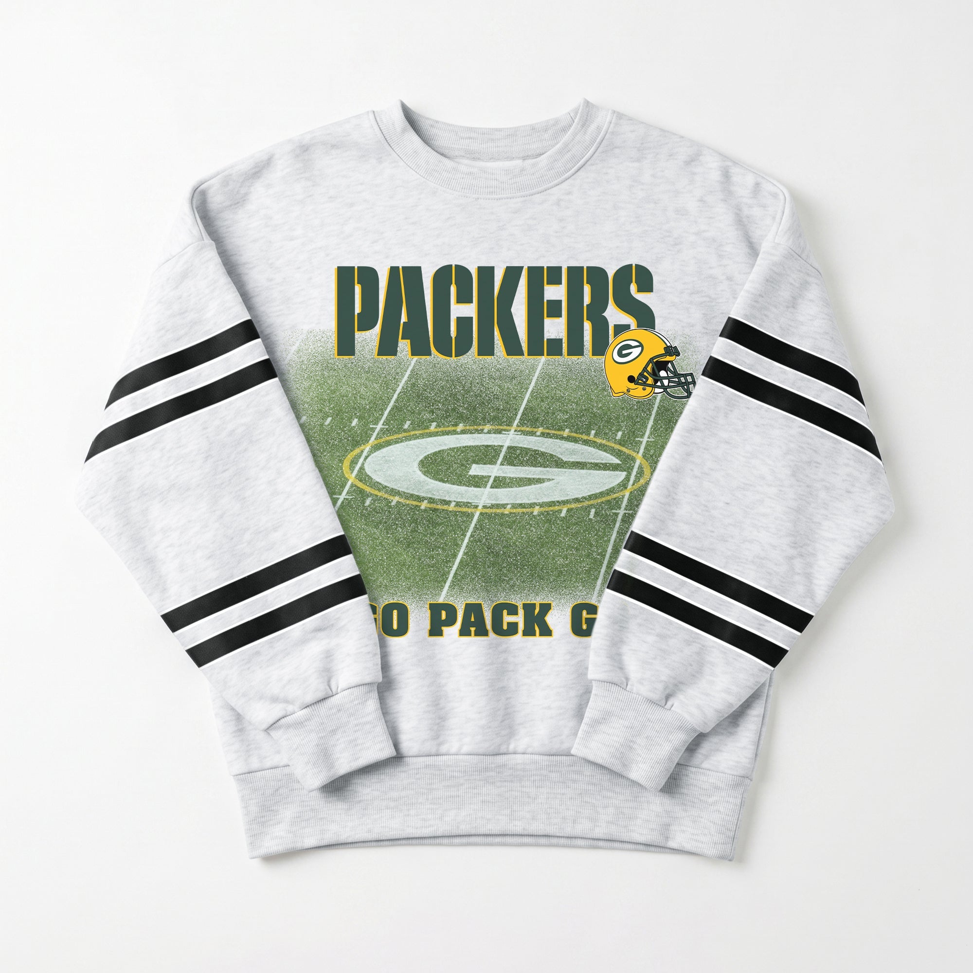 GREEN BAY PACKERS OFF THE GRID STRIPE SLEEVE CREWNECK SWEATSHIRT