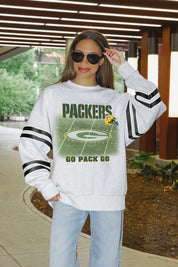 GREEN BAY PACKERS OFF THE GRID STRIPE SLEEVE CREWNECK SWEATSHIRT