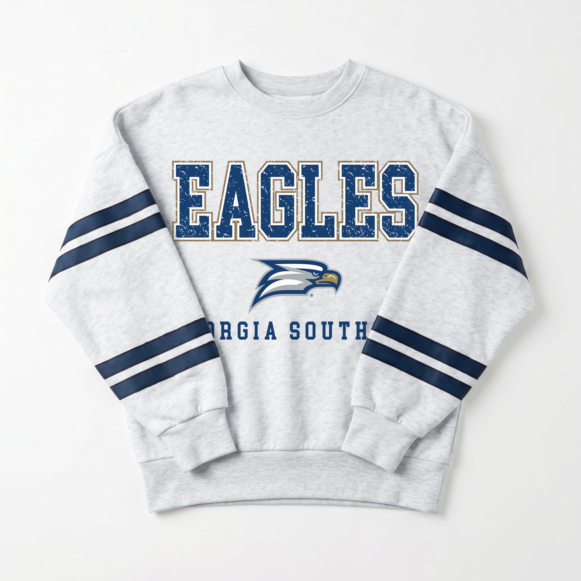 GEORGIA SOUTHERN EAGLES STADIUM STRIPES STRIPE SLEEVE CREWNECK SWEATSHIRT