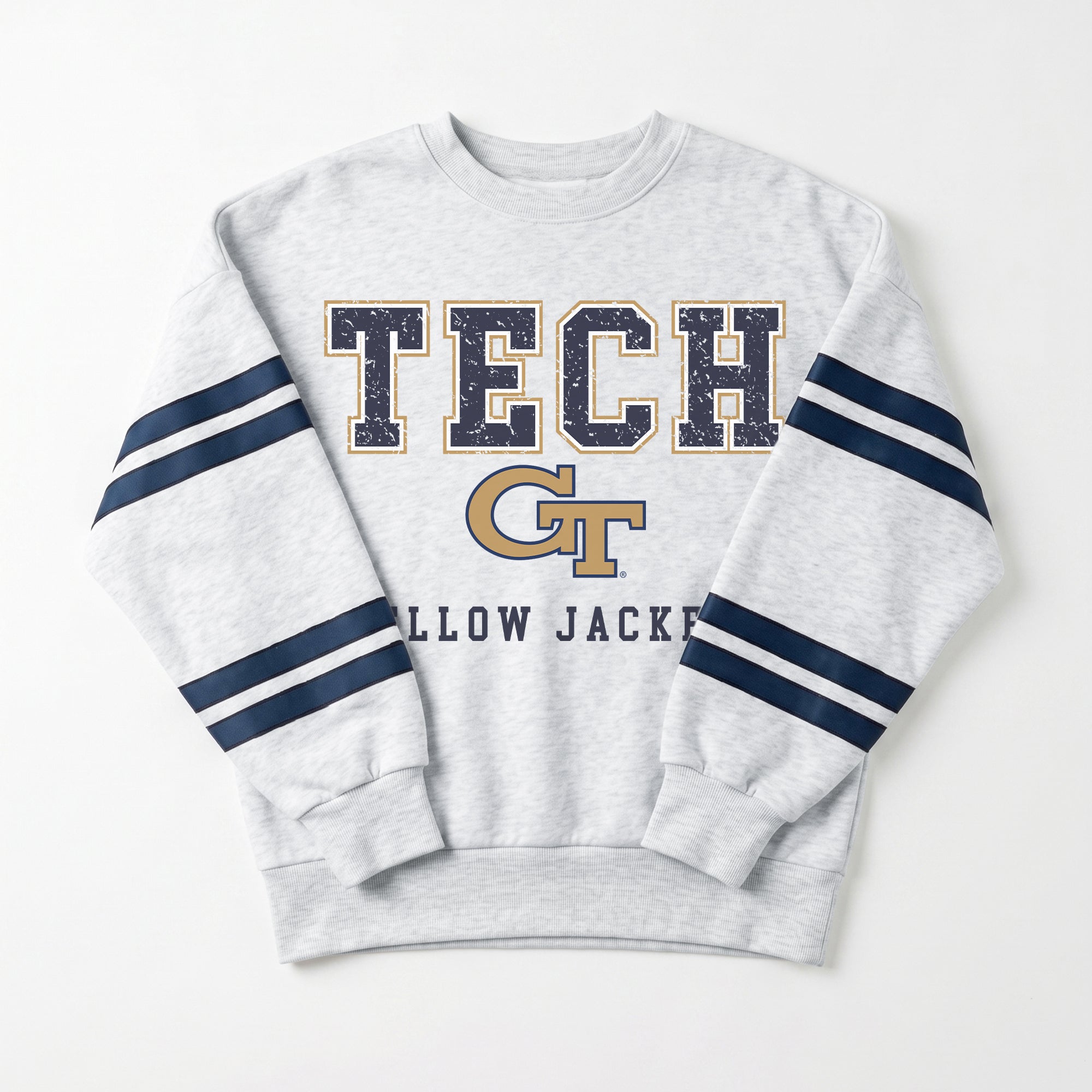 GEORGIA TECH YELLOW JACKETS STADIUM STRIPES STRIPE SLEEVE CREWNECK SWEATSHIRT