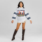 ILLINOIS FIGHTING ILLINI OFF THE GRID STRIPE SLEEVE CREWNECK SWEATSHIRT