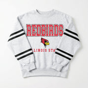 ILLINOIS STATE REDBIRDS STADIUM STRIPES STRIPE SLEEVE CREWNECK SWEATSHIRT
