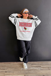 ILLINOIS STATE REDBIRDS STADIUM STRIPES STRIPE SLEEVE CREWNECK SWEATSHIRT