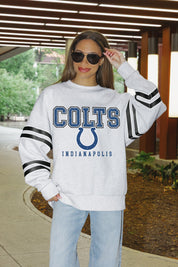 INDIANAPOLIS COLTS STADIUM STRIPES STRIPE SLEEVE CREWNECK SWEATSHIRT