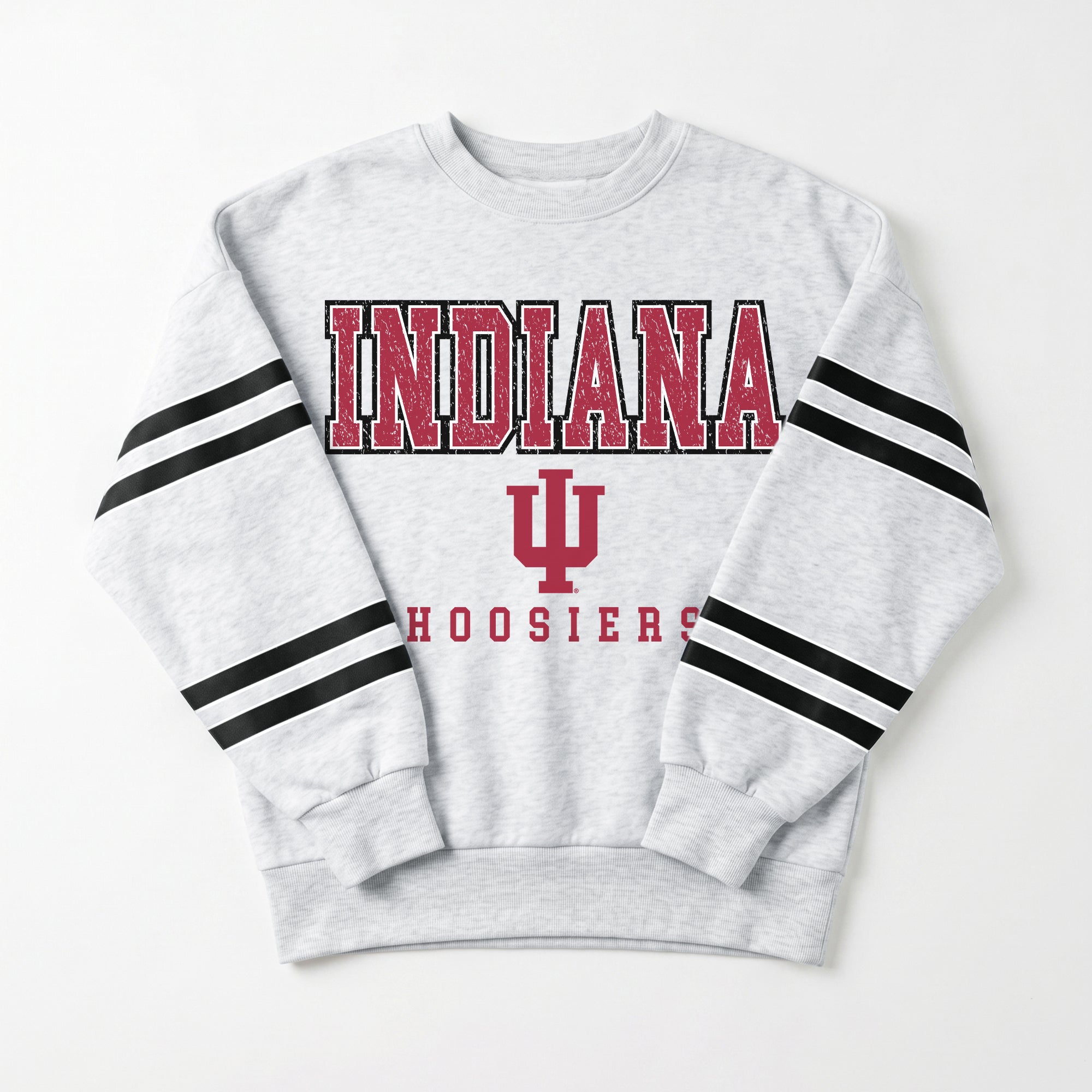 INDIANA HOOSIERS STADIUM STRIPES STRIPE SLEEVE CREWNECK SWEATSHIRT