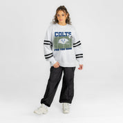INDIANAPOLIS COLTS OFF THE GRID STRIPE SLEEVE CREWNECK SWEATSHIRT