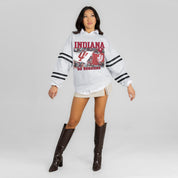 INDIANA HOOSIERS OFF THE GRID STRIPE SLEEVE CREWNECK SWEATSHIRT