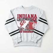 INDIANA HOOSIERS OFF THE GRID STRIPE SLEEVE CREWNECK SWEATSHIRT