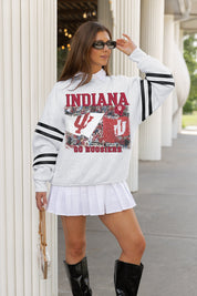 INDIANA HOOSIERS OFF THE GRID STRIPE SLEEVE CREWNECK SWEATSHIRT
