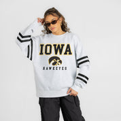 IOWA HAWKEYES STADIUM STRIPES STRIPE SLEEVE CREWNECK SWEATSHIRT