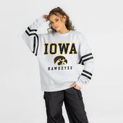 IOWA HAWKEYES STADIUM STRIPES STRIPE SLEEVE CREWNECK SWEATSHIRT