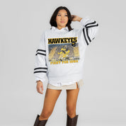 IOWA HAWKEYES OFF THE GRID STRIPE SLEEVE CREWNECK SWEATSHIRT