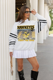 IOWA HAWKEYES OFF THE GRID STRIPE SLEEVE CREWNECK SWEATSHIRT