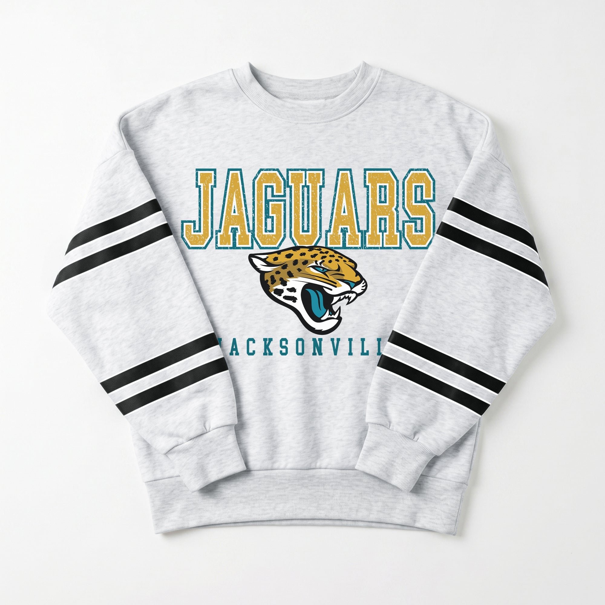 JACKSONVILLE JAGUARS STADIUM STRIPES STRIPE SLEEVE CREWNECK SWEATSHIRT