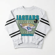 JACKSONVILLE JAGUARS OFF THE GRID STRIPE SLEEVE CREWNECK SWEATSHIRT