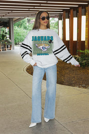 JACKSONVILLE JAGUARS OFF THE GRID STRIPE SLEEVE CREWNECK SWEATSHIRT