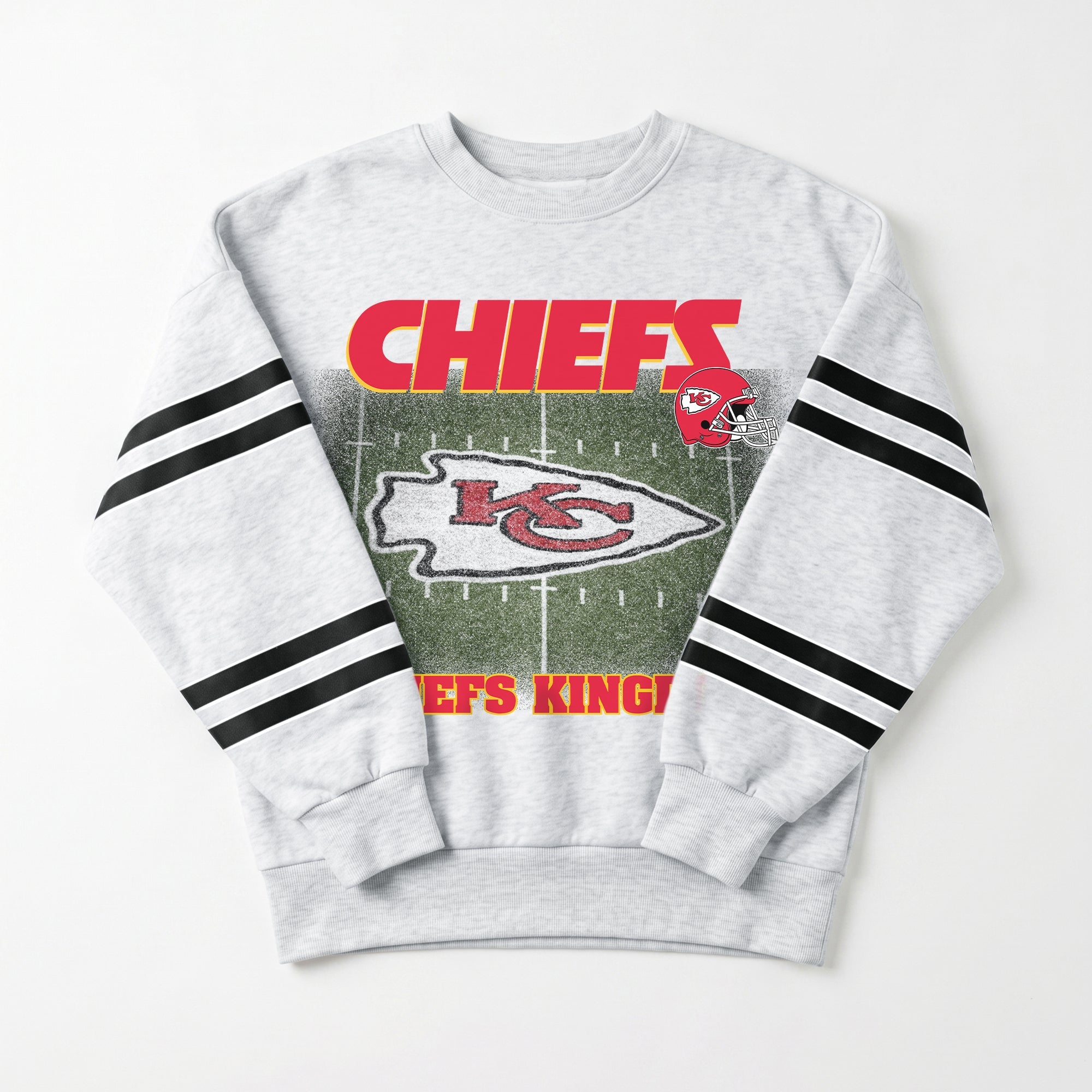 KANSAS CITY CHIEFS OFF THE GRID STRIPE SLEEVE CREWNECK SWEATSHIRT