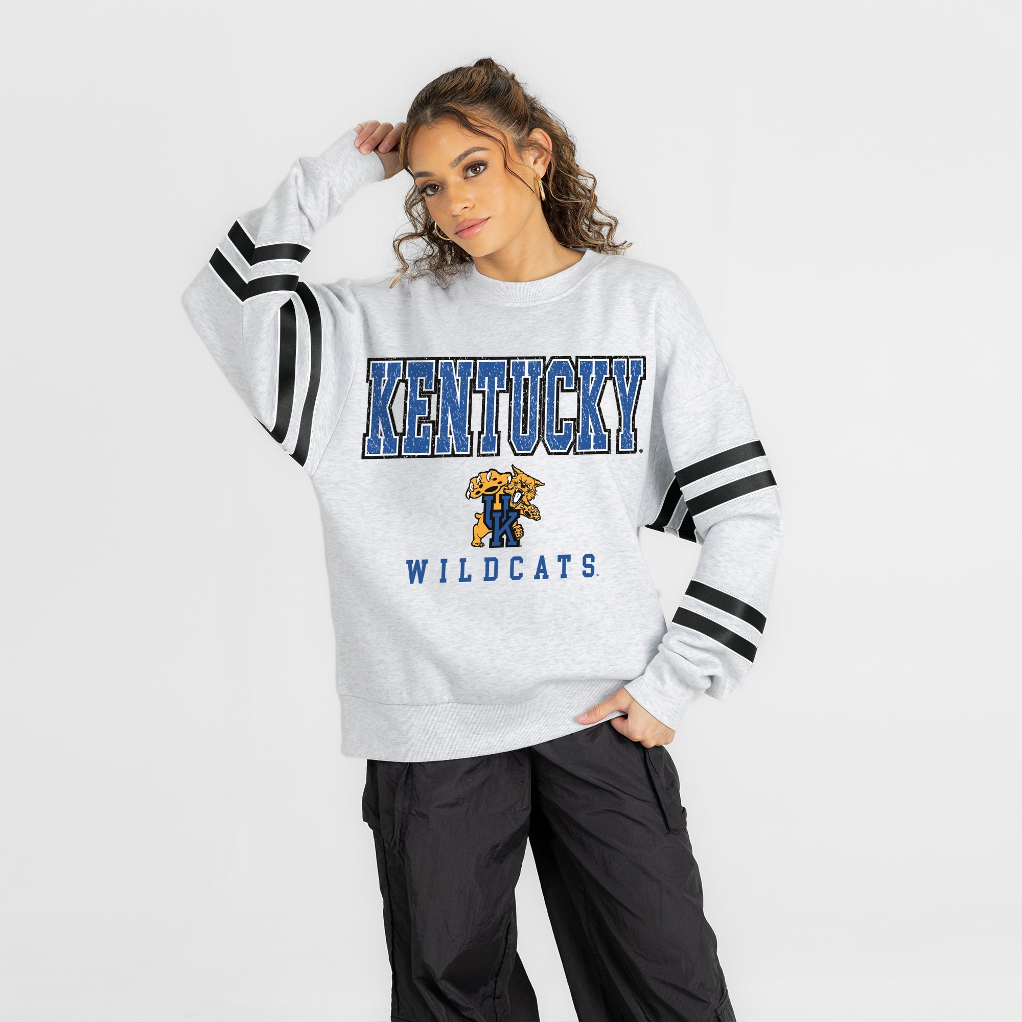 KENTUCKY WILDCATS STADIUM STRIPES STRIPE SLEEVE CREWNECK SWEATSHIRT