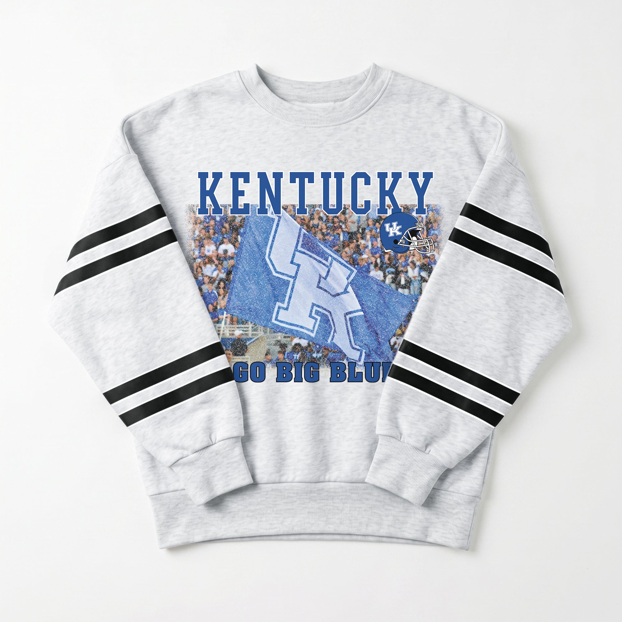 KENTUCKY WILDCATS OFF THE GRID STRIPE SLEEVE CREWNECK SWEATSHIRT