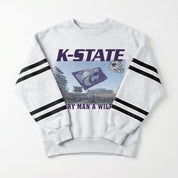 KANSAS STATE WILDCATS OFF THE GRID STRIPE SLEEVE CREWNECK SWEATSHIRT