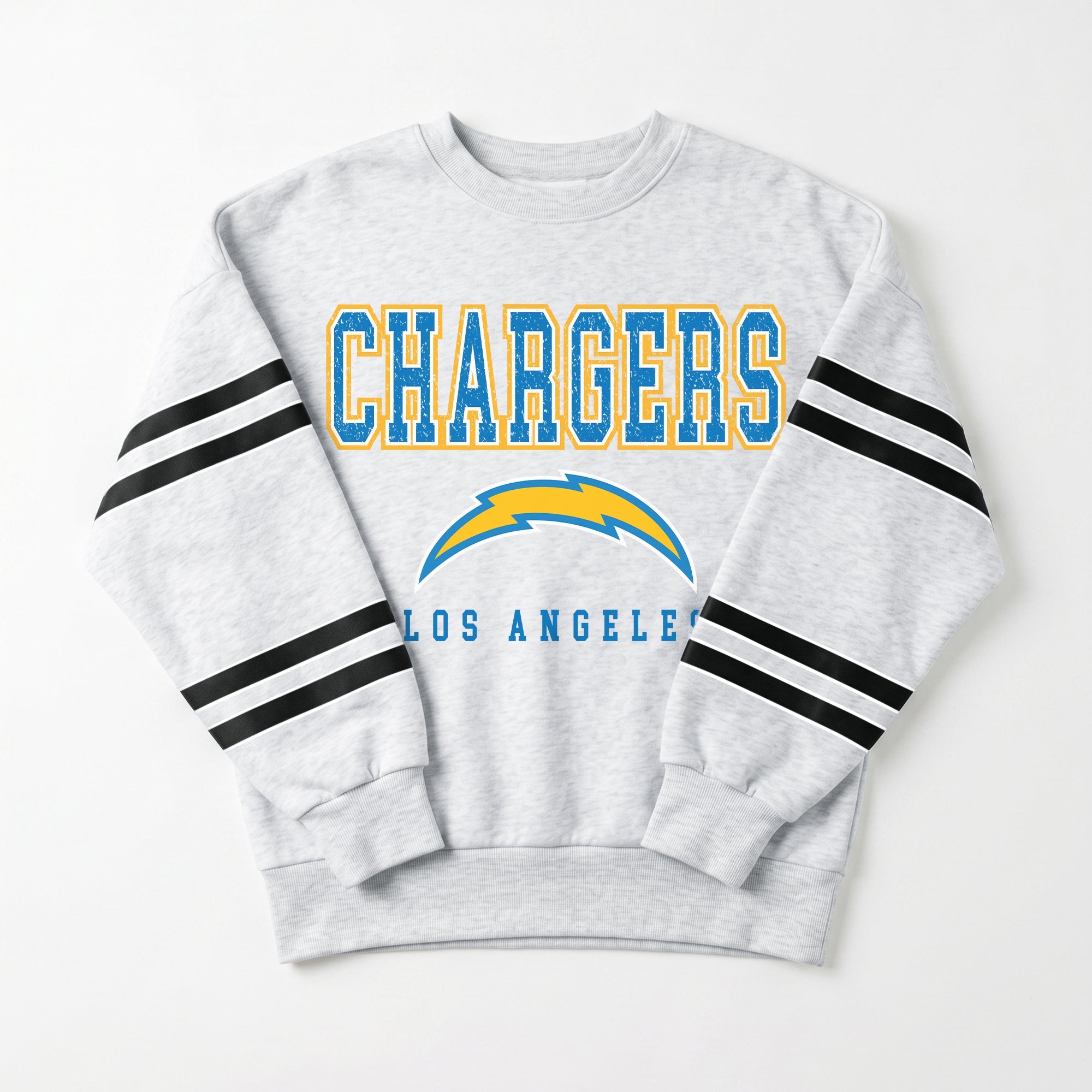 LOS ANGELES CHARGERS STADIUM STRIPES STRIPE SLEEVE CREWNECK SWEATSHIRT