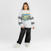 LOS ANGELES CHARGERS OFF THE GRID STRIPE SLEEVE CREWNECK SWEATSHIRT