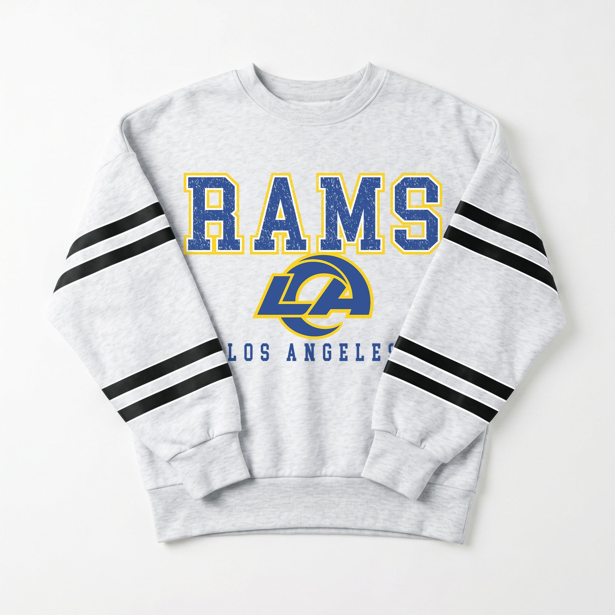 LOS ANGELES RAMS STADIUM STRIPES STRIPE SLEEVE CREWNECK SWEATSHIRT
