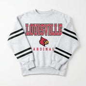 LOUISVILLE CARDINALS STADIUM STRIPES STRIPE SLEEVE CREWNECK SWEATSHIRT
