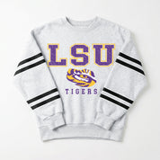 LSU TIGERS STADIUM STRIPES STRIPE SLEEVE CREWNECK SWEATSHIRT