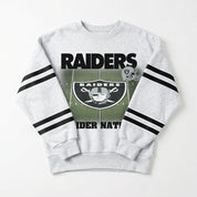 LAS VEGAS RAIDERS OFF THE GRID STRIPE SLEEVE CREWNECK SWEATSHIRT